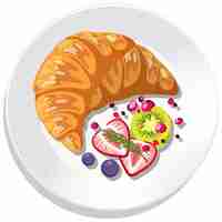 Vector top view of breakfast set on a dish isolated