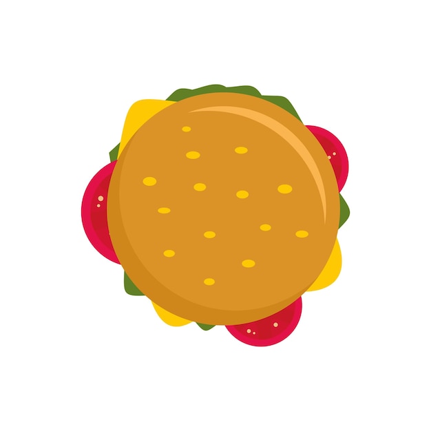 Вектор Значок чизбургера, вид сверху плоская иллюстрация векторной иконки чизбургера, вид сверху для паутины, изолированной на белом