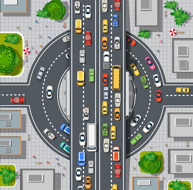 top view of city map
