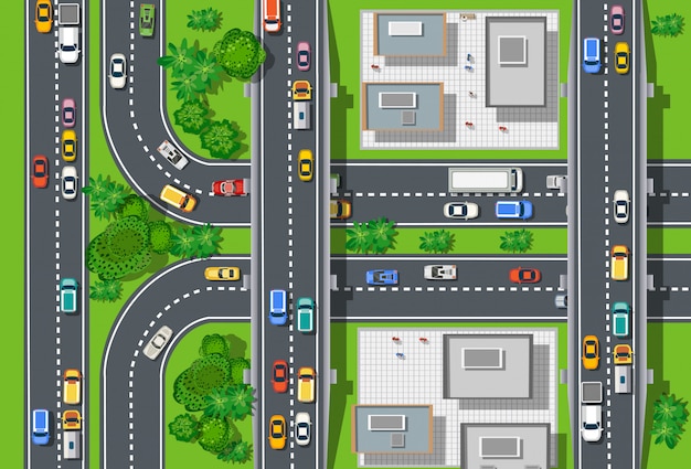 top view of city map
