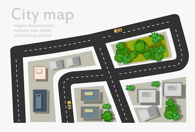 Top view city of map