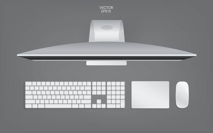 Vector top view of computer illustration