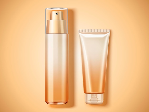 top view cosmetic mockup, blank containers set