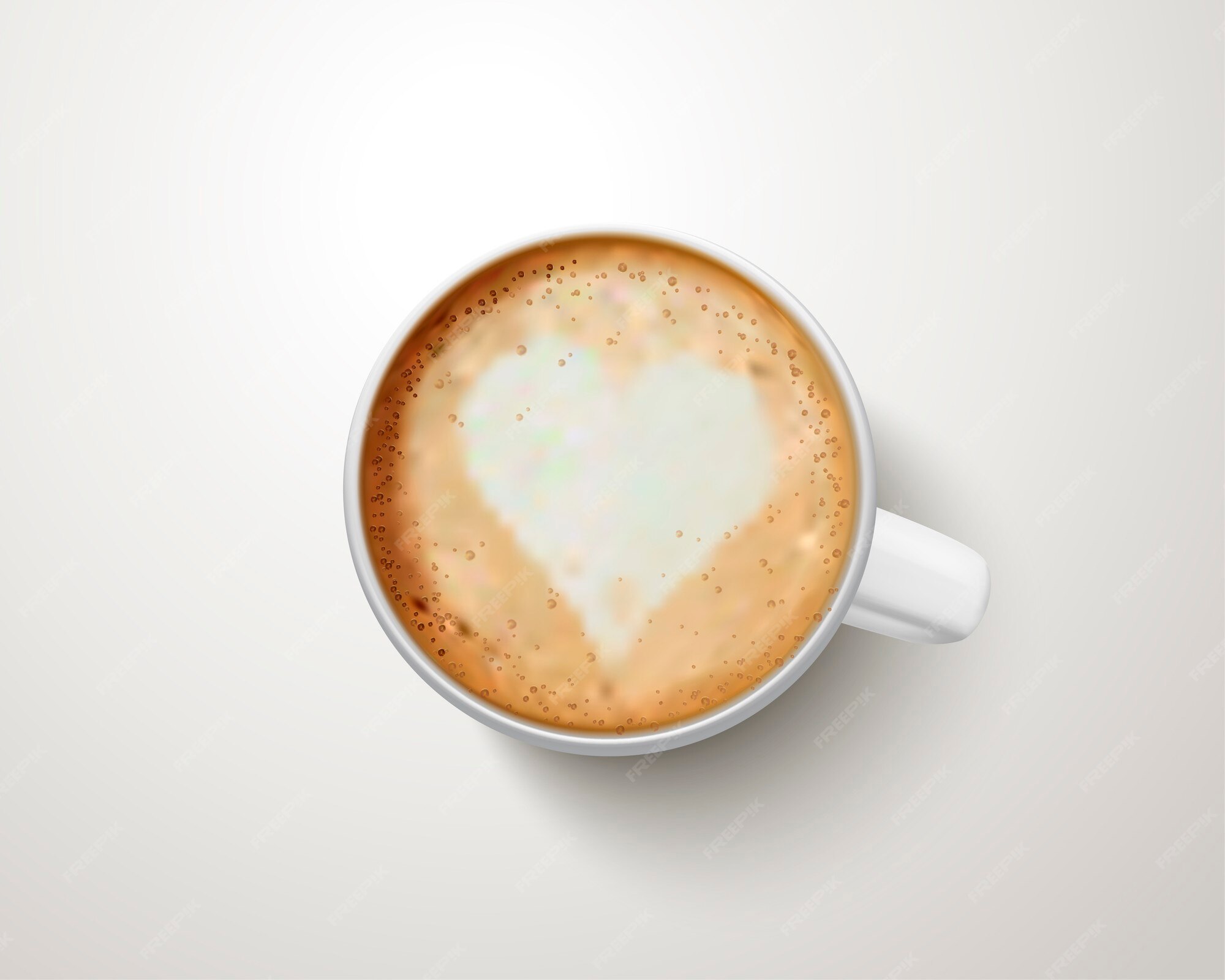 Premium Vector | Top view of a cup of coffee with latte art
