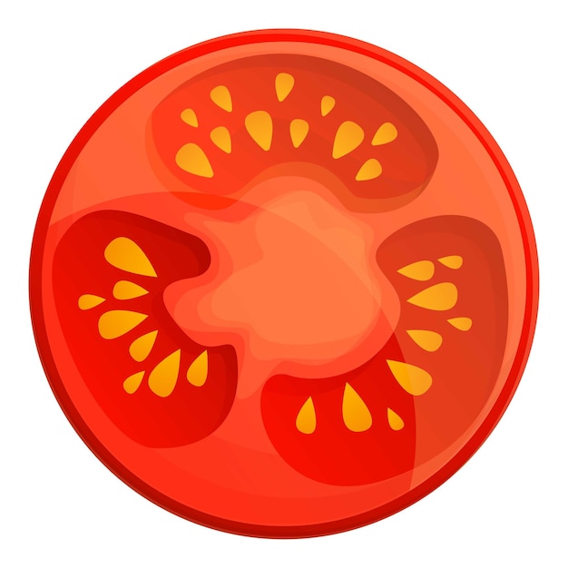 Top view cut tomato icon cartoon of top view cut tomato vector icon for web design isolated on white background