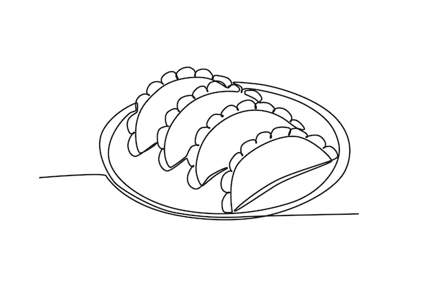 Top view of dumpling Dongzhi festival oneline drawing