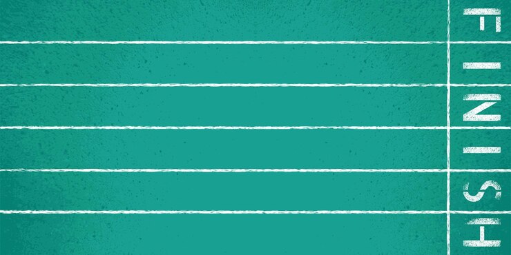 Vector top view of the finish of the teal rubber surface of the running track