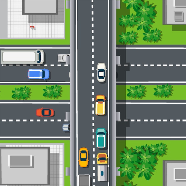 top view from above on highway freeway