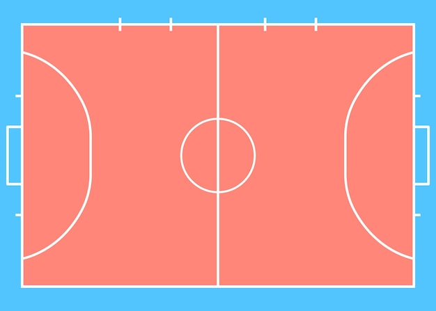 Modello campo futsal vista dall'alto campo sportivo per attività ricreative