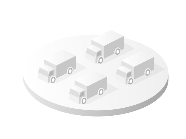 Top view isometric white icon of city urban cars