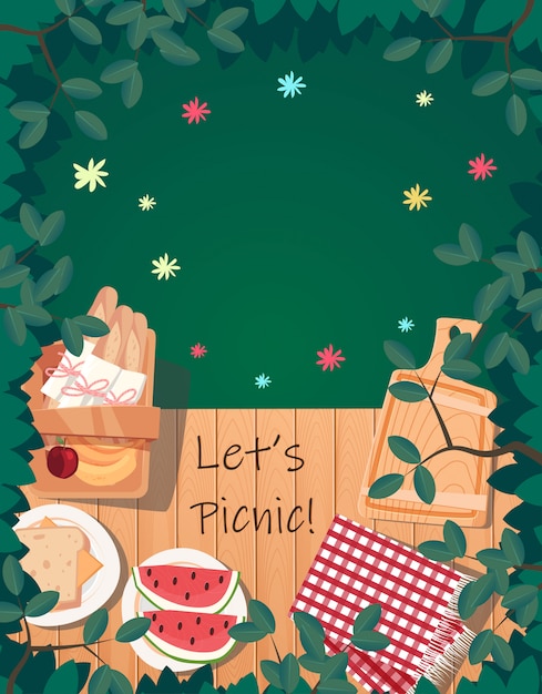 Vector top view picnic summer design