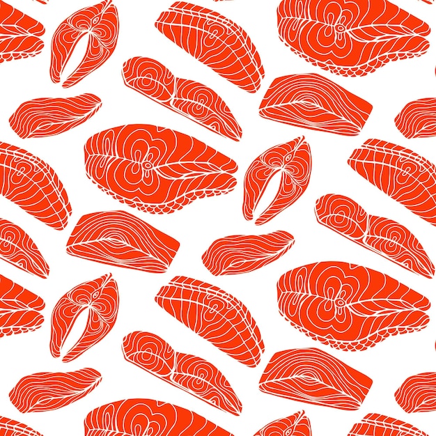 Top view of raw salmon steak isolated on blue background. Minimal concept.