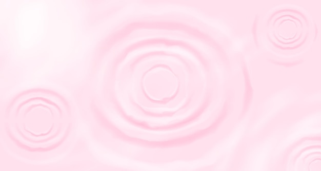 Top view realistic circle radial water ripple from rain drop on pink background