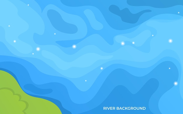 Vector top view river landscape in forest background