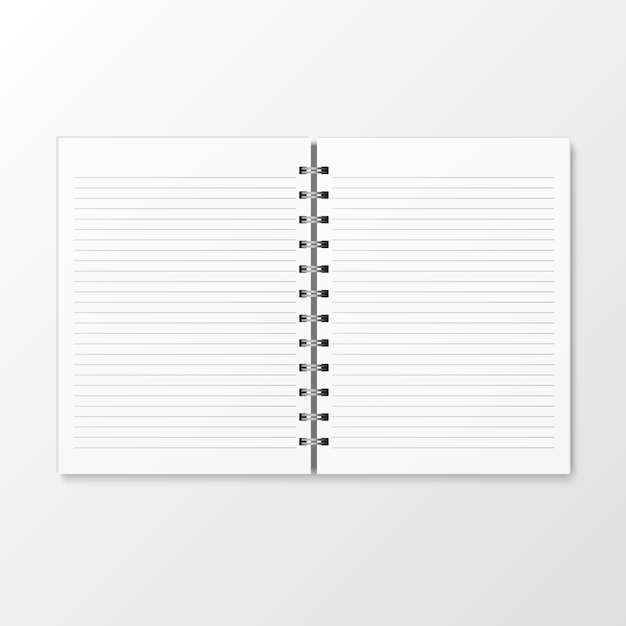 Top view of spiral kraft paper notebook mockup template isolated on white background