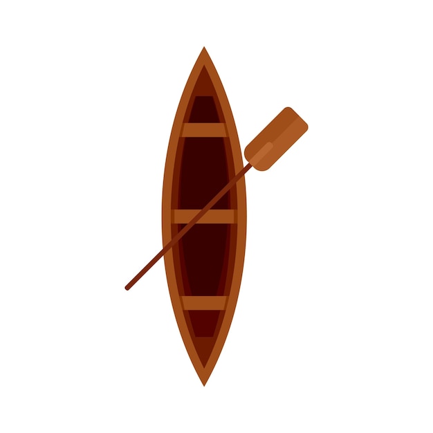 Vector top view wood boat icon flat illustration of top view wood boat vector icon for web design