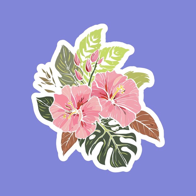 Vector topical flower graphic sticker design