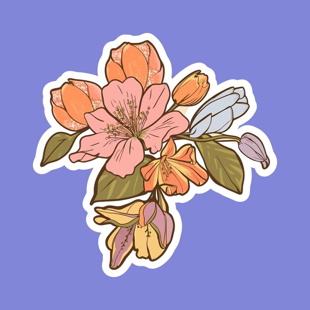 Vector topical flower graphic sticker design