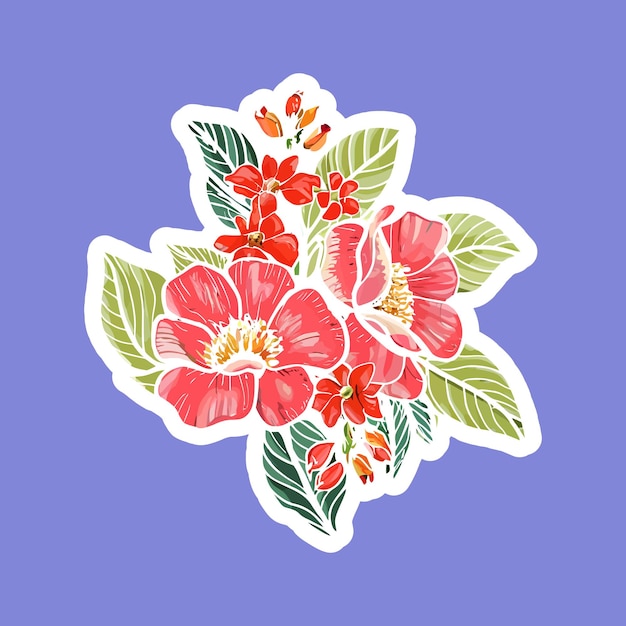 Vector topical flower sticker graphic design