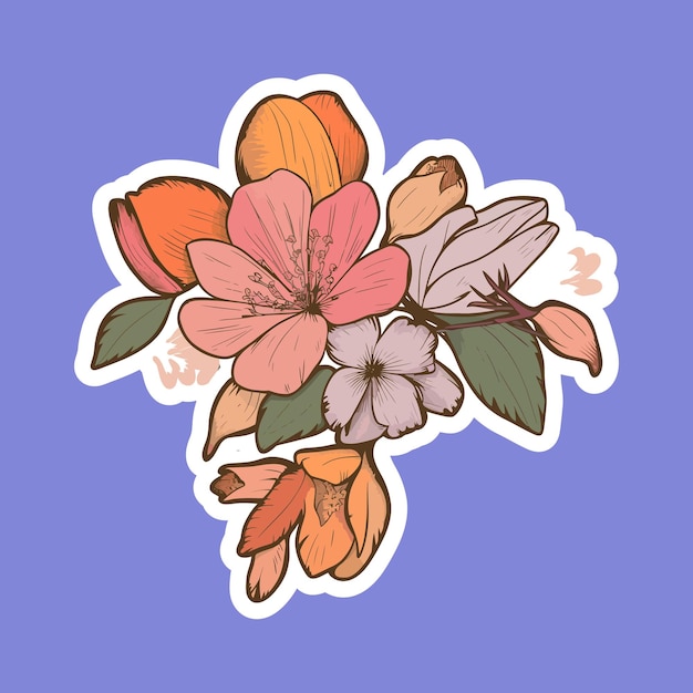 Vector topical flower sticker graphic design