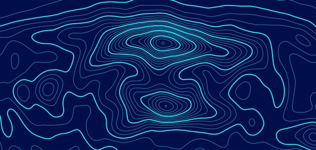 Vector topografische heldere kaart op blauwe achtergrond geografische lijnkaart met hoogtetoewijzingen contour achtergrond geografisch raster vector illustratie