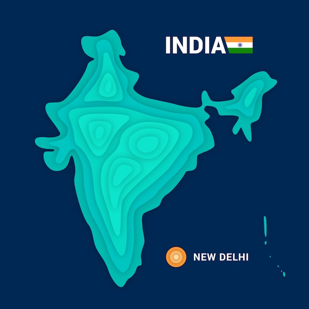 Topografische kaart van india. 3d-cartografie concept