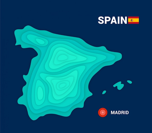 Topografische kaart van spanje. 3d-cartografie concept