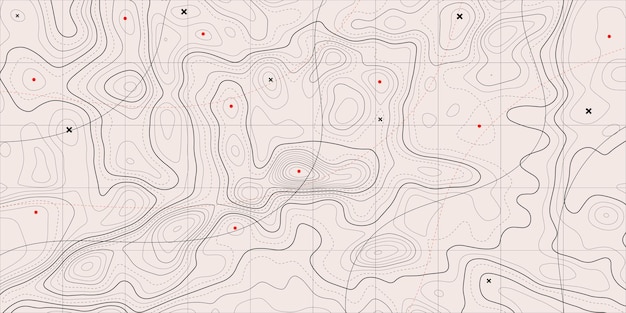 Vector topografische kaartachtergrond geografische lijnkaart met hoogtetoewijzingen contourachtergrond geografisch raster