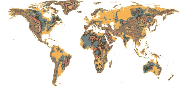 topografische wereldkaartkunst