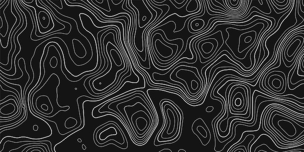 Topographic contour map on dark background vector grid map