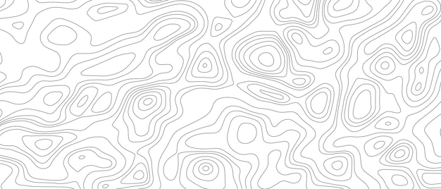 Topographic line map pattern. Black Contour relief and textured Background of geographic cartography terrain for hiking and mountain sport. Vector illustration