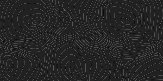 Vector topographic line wavy pattern map contour outline curve background top view