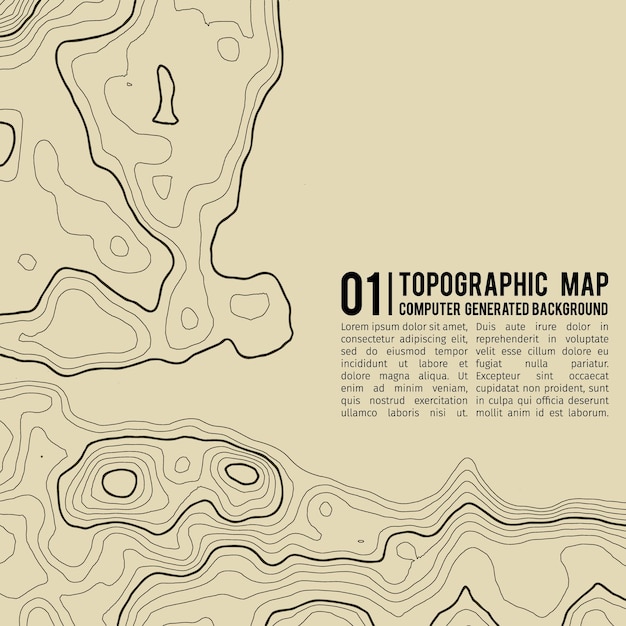 Topographic map background with space for copy Line topography map contour background geographic grid abstract vector illustration Mountain hiking trail over terrain