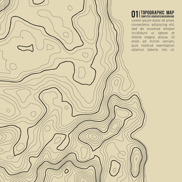 Topographic map background with space for copy Line topography map contour background geographic grid abstract vector illustration Mountain hiking trail over terrain