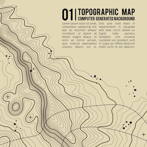 Vettore sfondo della mappa topografica con spazio per la copia illustrazione vettoriale astratta della griglia geografica dello sfondo del contorno della mappa della topografia della linea sentiero escursionistico di montagna sul terreno