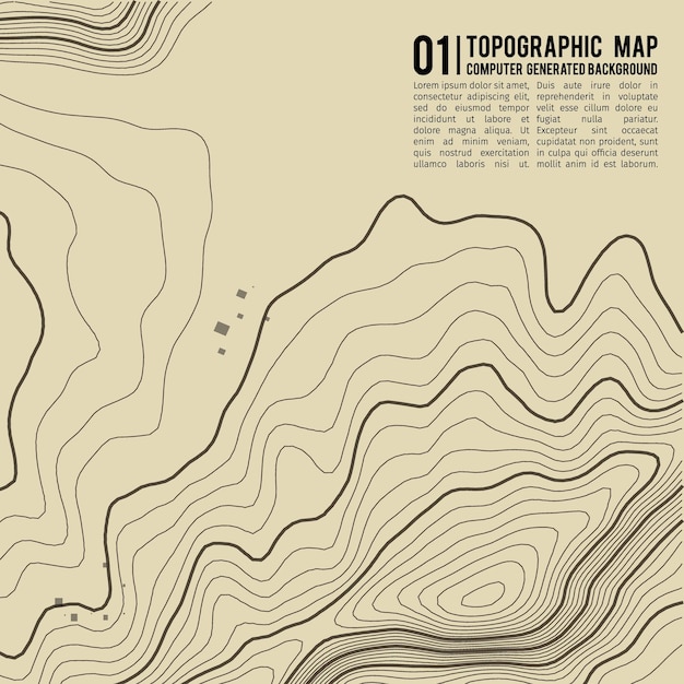 Topographic map background with space for copy Line topography map contour background geographic grid abstract vector illustration Mountain hiking trail over terrain