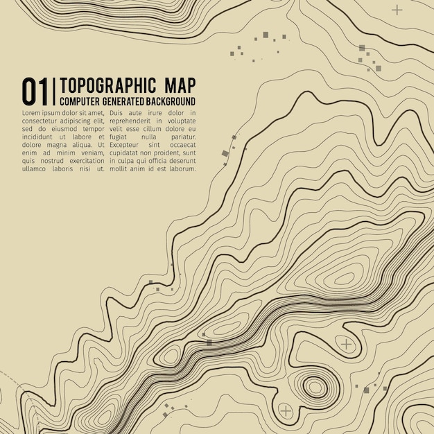Фон топографической карты с местом для копирования линейная карта топографии контур фона географическая сетка абстрактная векторная иллюстрация горная пешеходная тропа над местностью