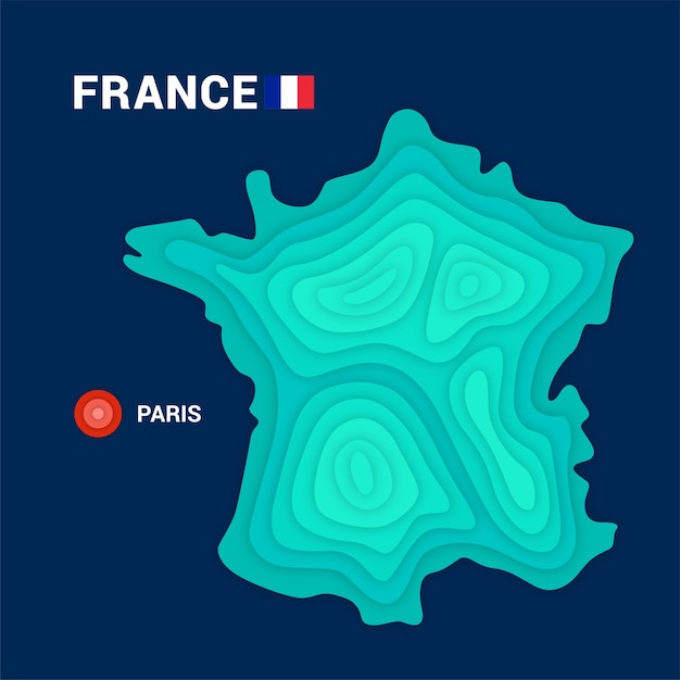 Topographic map of france  cartography concept