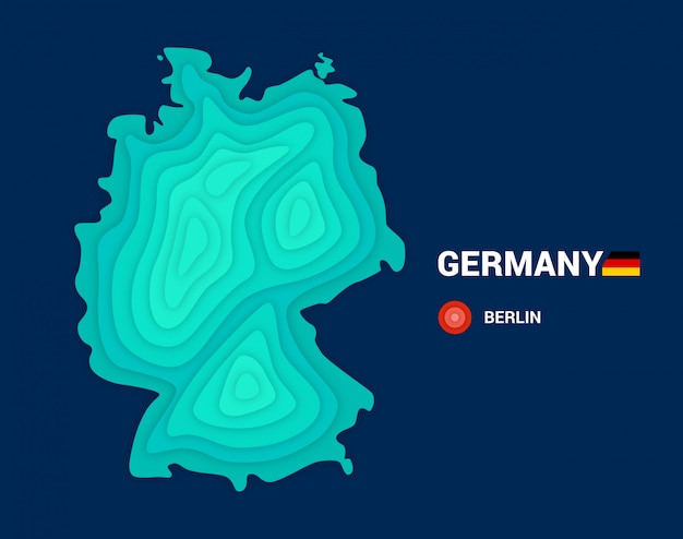 Topographic map of Germany. 3D cartography concept