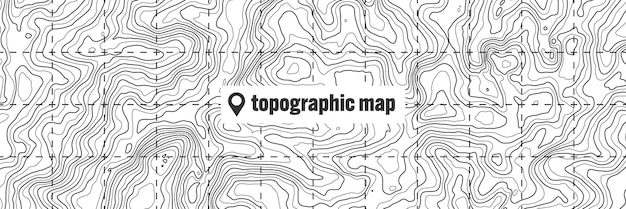 Vector topographic map with contour lines geographic terrain grid relief height elevation ground path