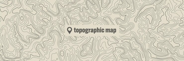 Vector topographic map with contour lines geographic terrain grid relief height elevation ground path