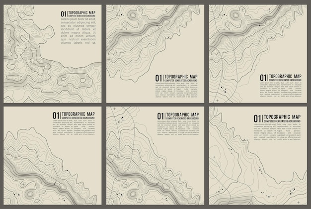 Topographic pattern texture vector set grey contours vector topography geographic mountain topograph