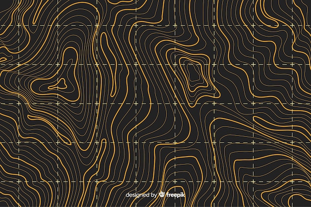 Vector topographic yellow lines background