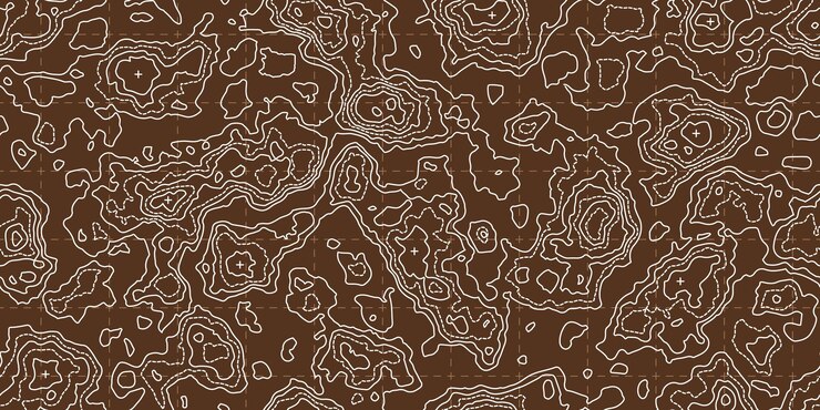 Vector topography brown map seamless pattern with grid and mountains