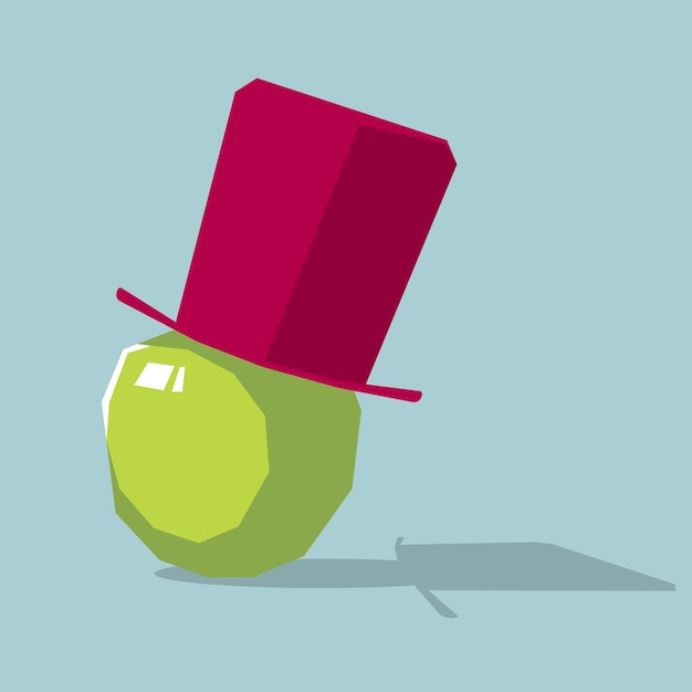 Topper on the a apple. Isolated on blue background.