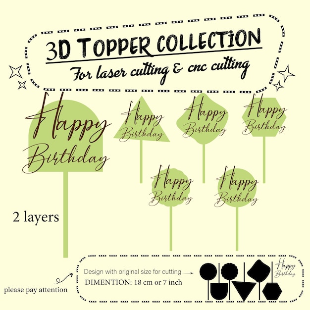 Vector topper collection for laser cutting