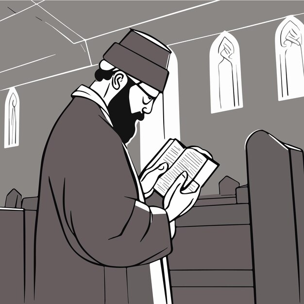 Torah reading isolated cartoon vector illustration jewish people reading torah in synagogue