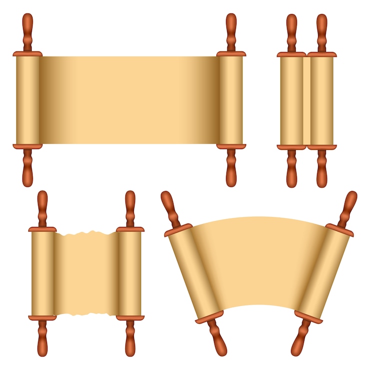 Vector torah scroll bible mockup set