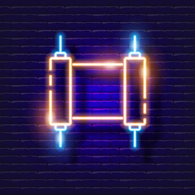 Vector torah scroll neon icon rosh hashanah vector illustration jewish new year sign