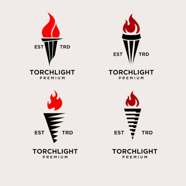 Torch abstract set Logo icon design illustration